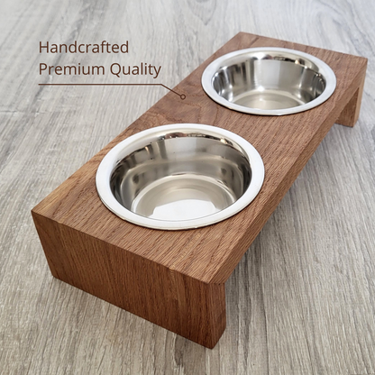 Wooden Pet Feeder with Stainless Steel Bowls | Homy Stork