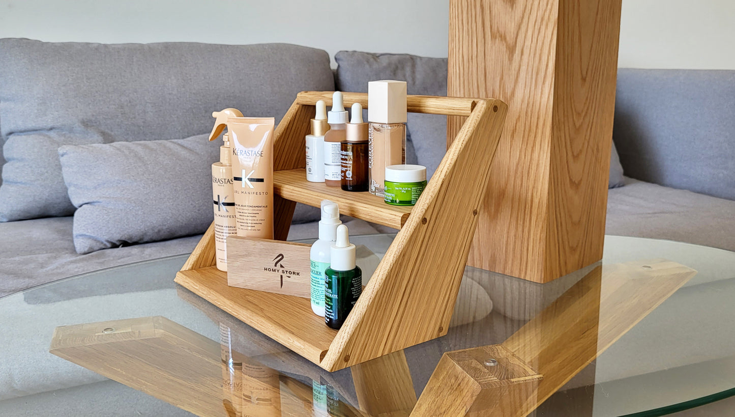 Handcrafted Oak Wood Bathroom Shelf | Homy Stork