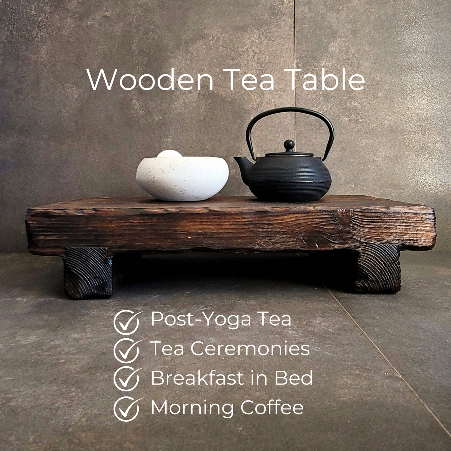 Wooden Tea Table, Handcrafted Serving Table, Breakfast Table by Homy Stork