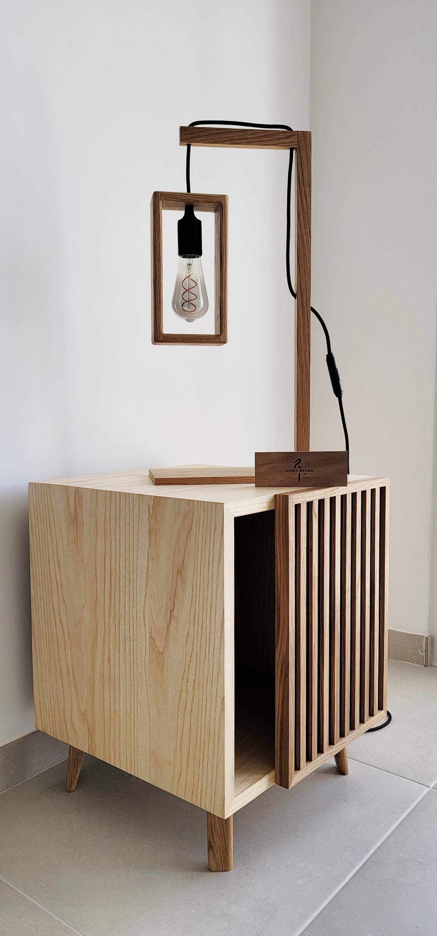 Modern Handcrafted Oak Wood Desk Lamp | Homy Stork