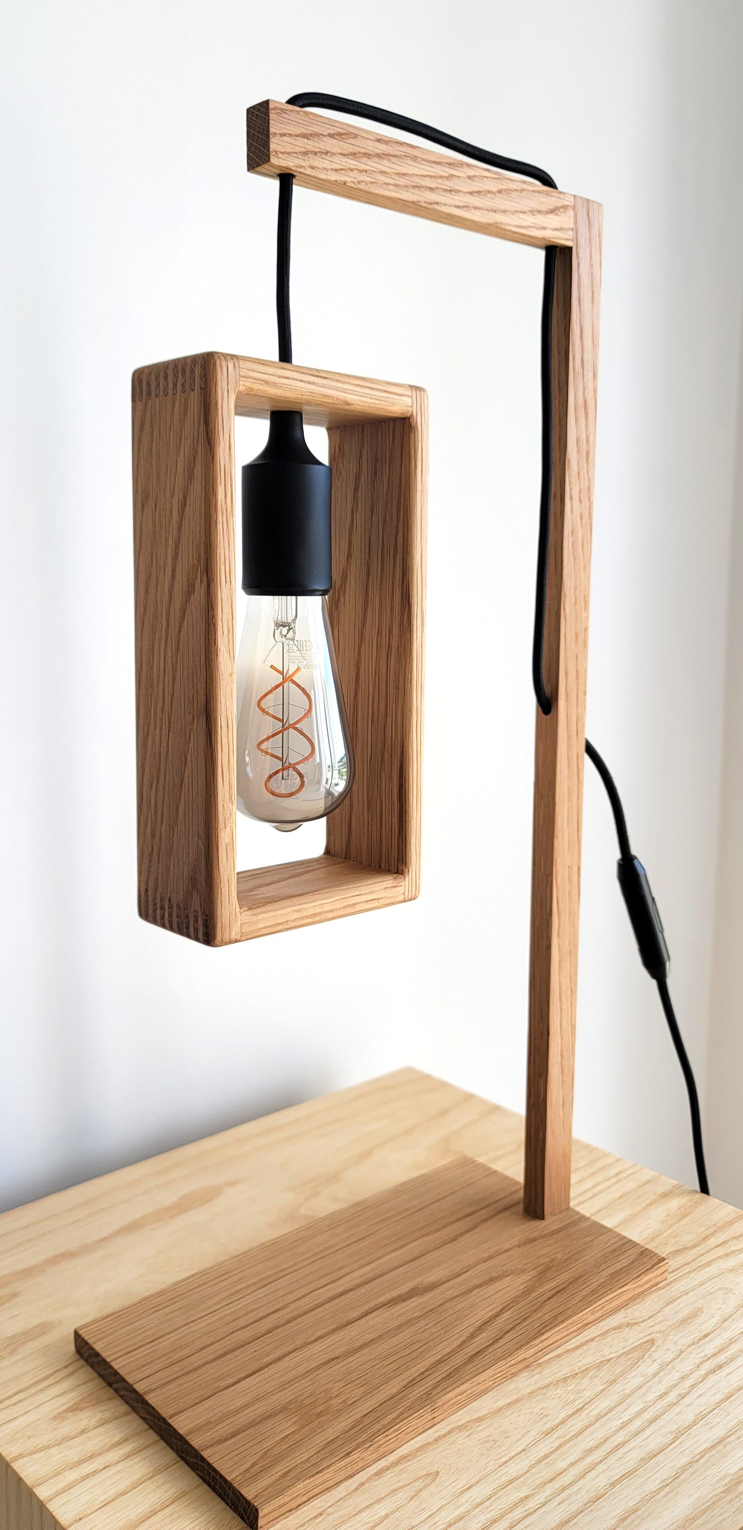 Modern Handcrafted Oak Wood Desk Lamp | Homy Stork