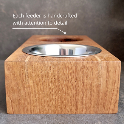 Wooden Pet Feeder with Stainless Steel Bowls | Homy Stork