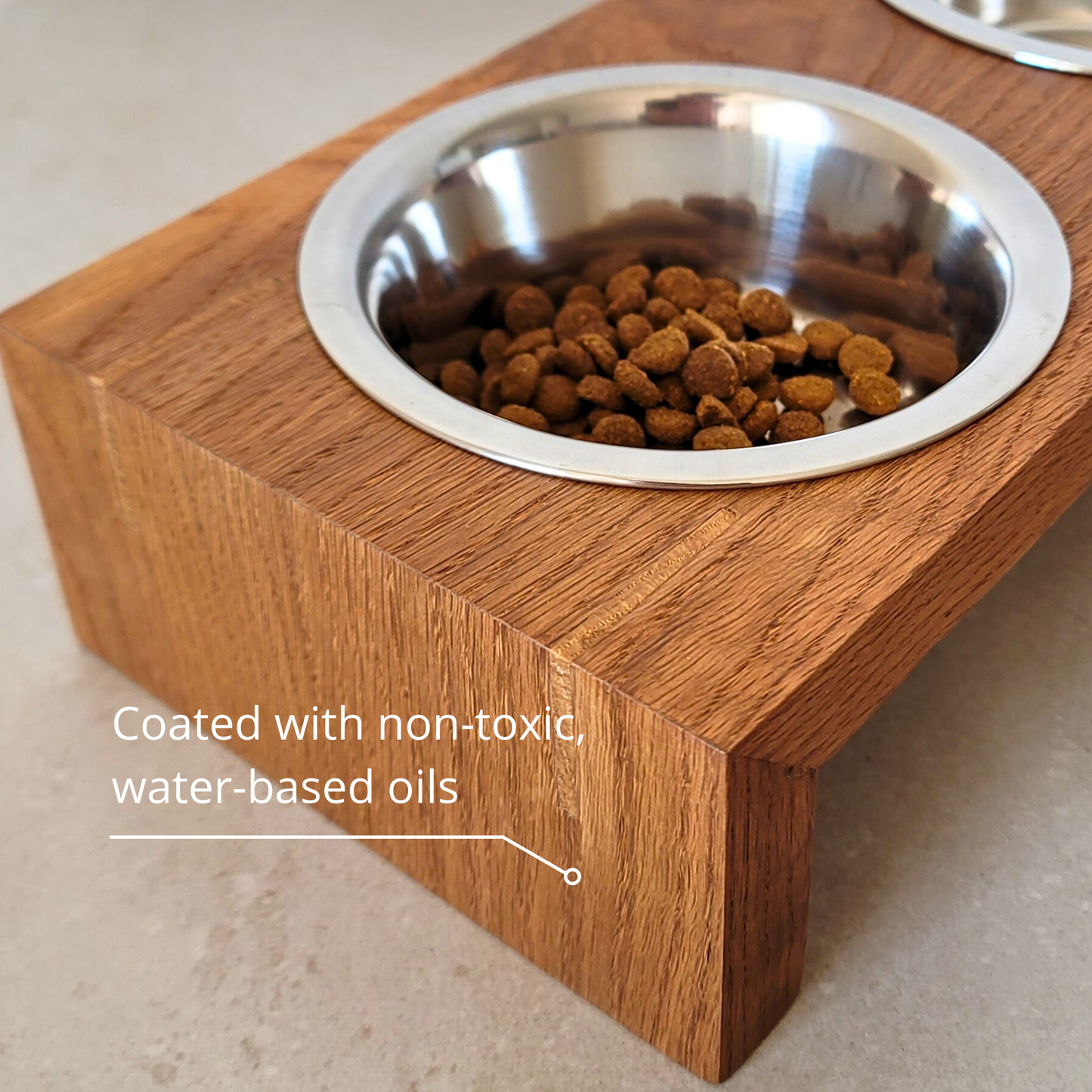 Wooden Pet Feeder with Stainless Steel Bowls | Homy Stork