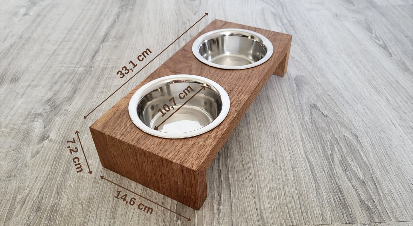 Elevated Wooden Pet Feeder with Stainless Steel Bowls | Homy Stork