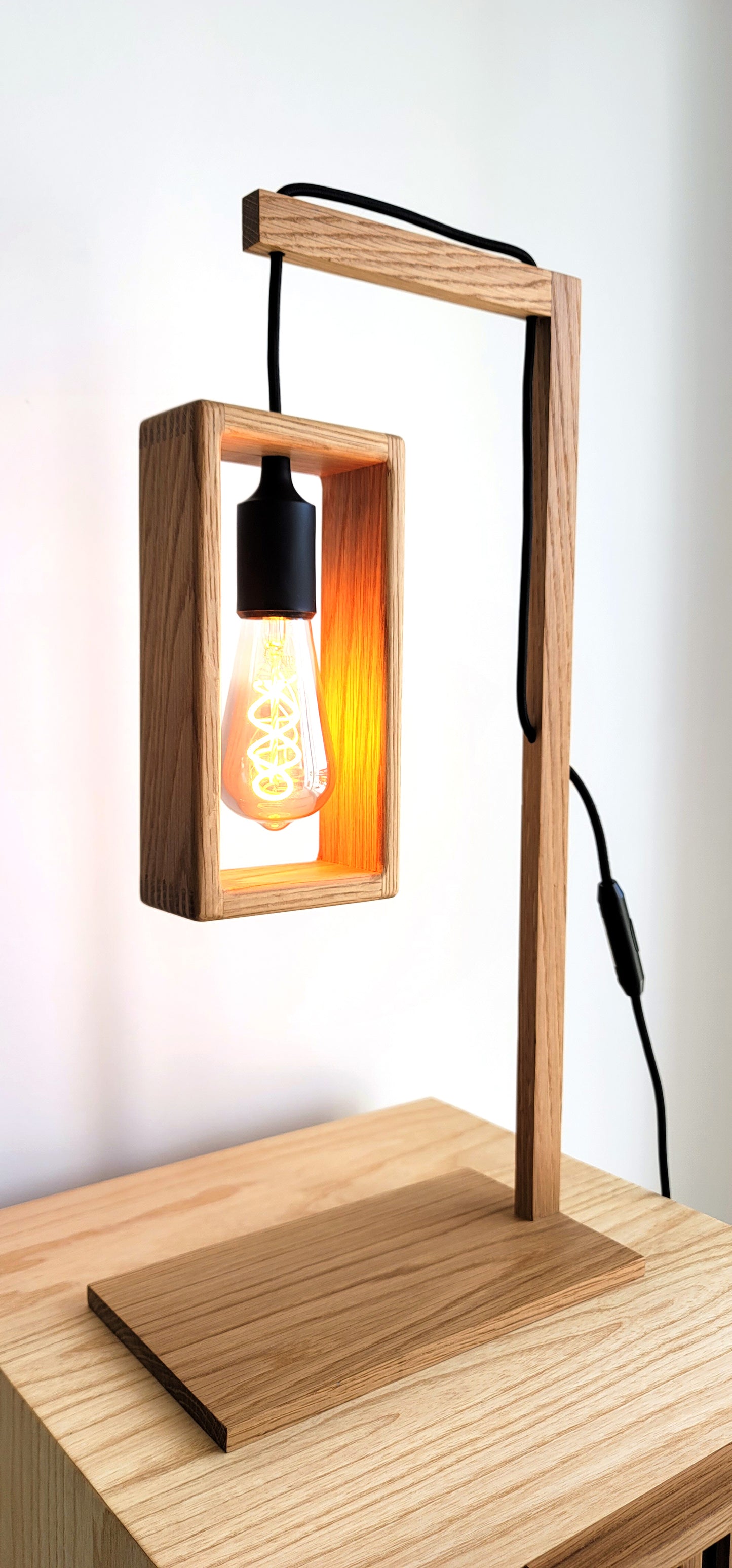 Modern Handcrafted Oak Wood Desk Lamp | Homy Stork