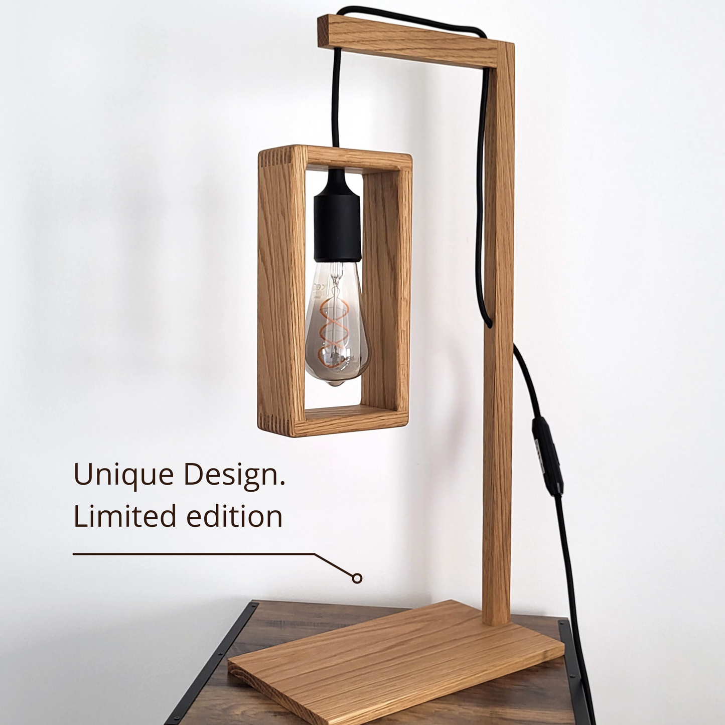 Modern Handcrafted Oak Wood Desk Lamp | Homy Stork