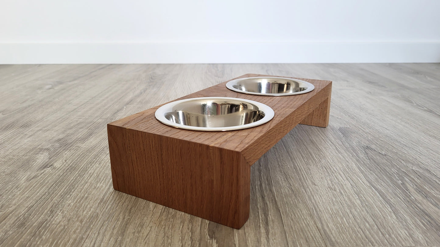 Elevated Wooden Pet Feeder with Stainless Steel Bowls | Homy Stork