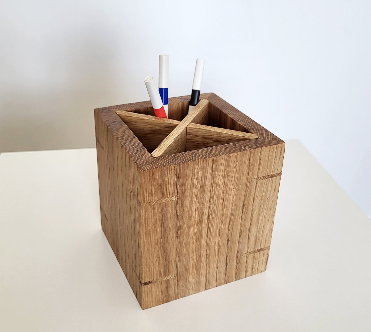 Oak Cube Desk Organizer - Elegance for Your Workspace by Homy Stork