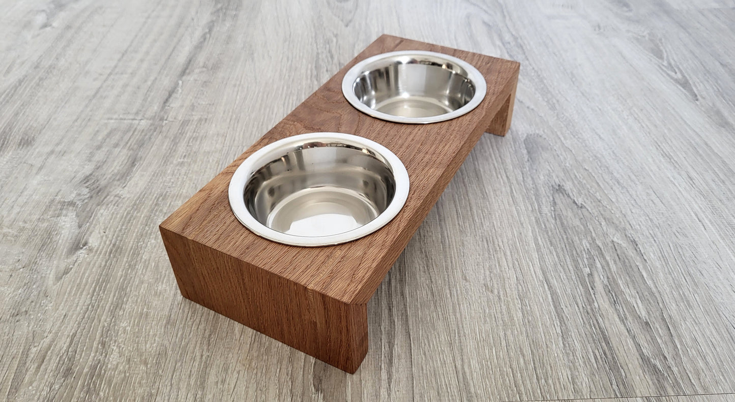 Elevated Wooden Pet Feeder with Stainless Steel Bowls | Homy Stork