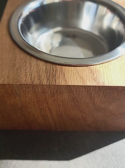 Wooden Pet Feeder with Stainless Steel Bowls | Homy Stork